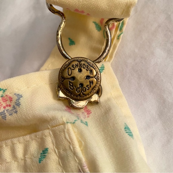 Vintage Oshkosh B'gosh Yellow Floral Pinafore Vestback Overall Dress 12 Mo. - Picture 5 of 12